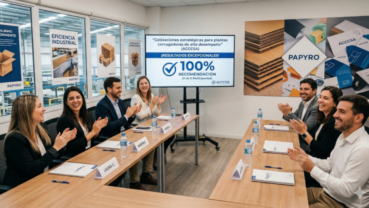 Éxito total en la Escuela del Corrugado: 100% de recomendación en nuestro curso de Cotizaciones Estratégicas